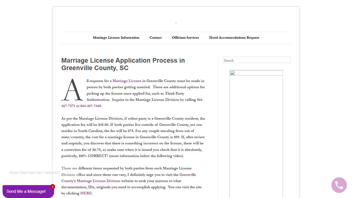 Marriage License Application Process in Greenville County, SC - Wedding Officiant Sonita M. Leak